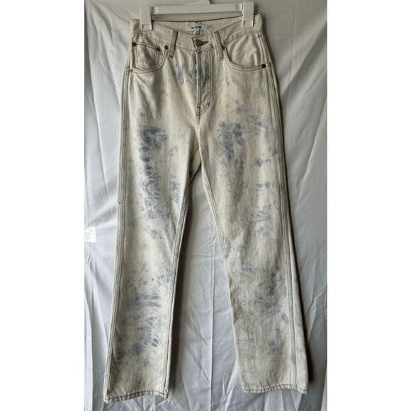 Re/Done Denim - RE/DONE 90s High Rise Loose Straight Leg Jeans in Sunbleached Tie Dye Size 24
